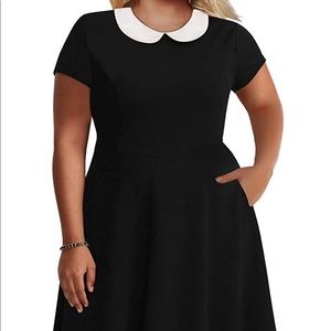 Wednesday Adams goth babydoll skater dress plus 2x